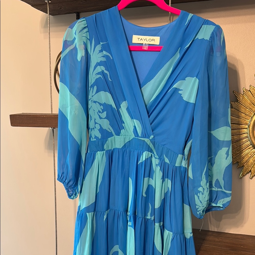 Taylor Vibrant Floral V-Neck Dress